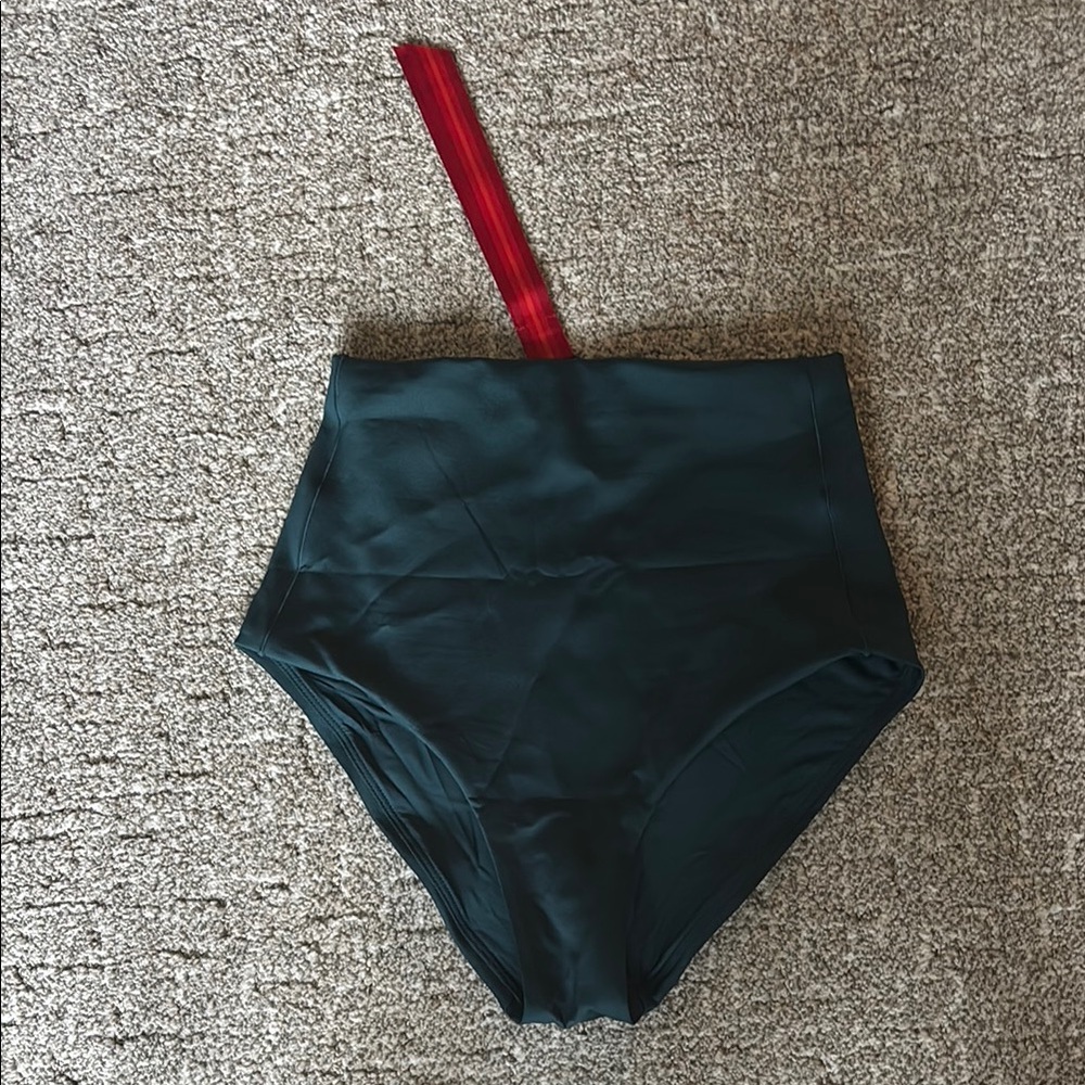 Left On Friday Dark Green High-Waisted Bikini Bottom